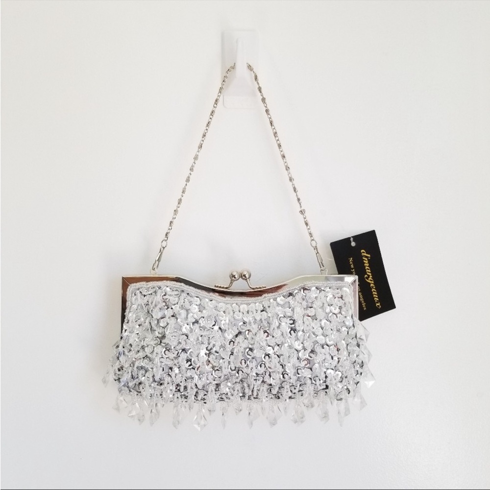 Beaded Silver Evening Bag clutch